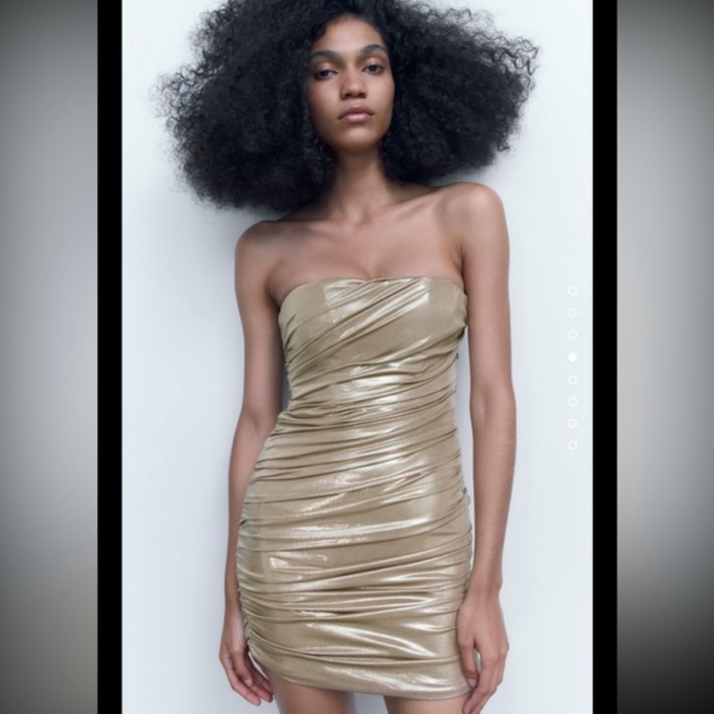 NWT ZARA BLOGGER FAV GOLD DRESS